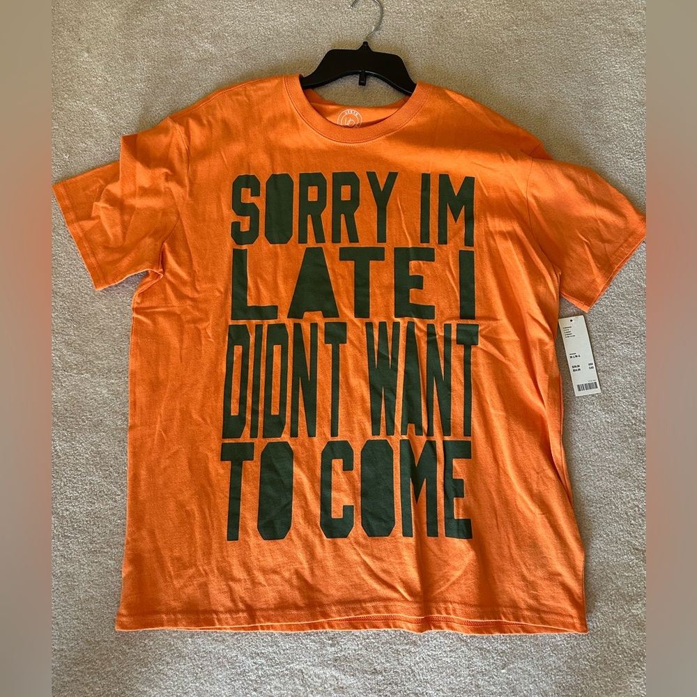 Urban Outfitters Orange Graphic Tee with Bold Text NWT